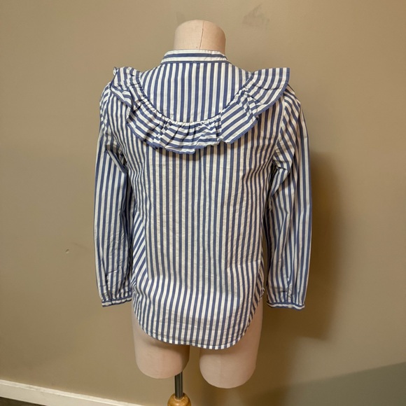 MADEWELL Whitney Ruffle Front Striped Blouse Button Down Shirt Blue White Stripy - Picture 6 of 8